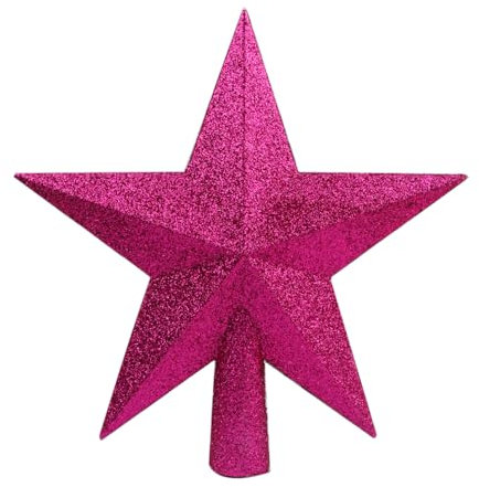 YYCRAFT Weihnachtsbaumspitze mit Glitzerstern, Weihnachtsdekoration, 25,4 cm, Hot Pink