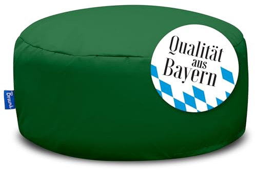 Bruni Pouf M en vert sapin – Pouf rond pour l'intérieur et l'extérieur comme repose-pieds, coussin de yoga, coussin de méditation, fabriqué en Allemagne