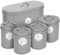 HEFTMAN Grey Kitchen Canister Set - Stylish 5 Piece Kitchen Storage Canisters for Bread, Biscuits - Sugar Coffee Tea Storage Set with Airtight Lids, Labelled Containers (5 PCS)