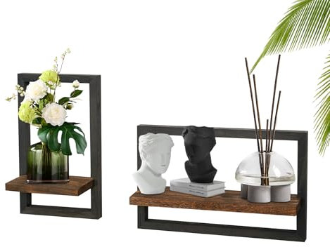 YunBey Étagères Murales en Bois Lot de 2 Grande Tablette Bois Murale Étagère Flottante Murale Bois Decoration pour Salon Cuisine Chambre Bureau (40cm, 21cm)