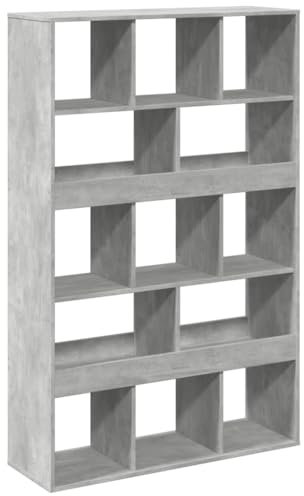 vidaXL Bücherregal, Standregal 13 Fächer, Raumteiler Regal für Wohnzimmer, Aufbewahrungregal Aktenregal Büroregal, Betongrau Holzwerkstoff
