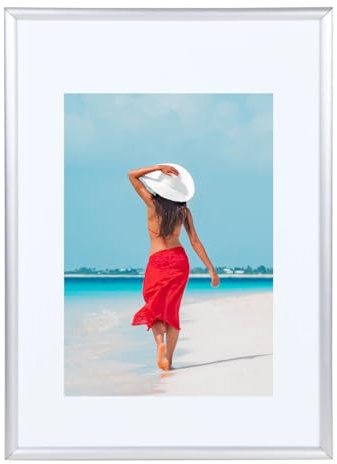 IDEAL TREND Toledo Alurahmen Moderner Aluminium mit Echtglas Bilderrahmen für Ihre Bilder Photoframe: Farbe: Silber | Format: 30x40