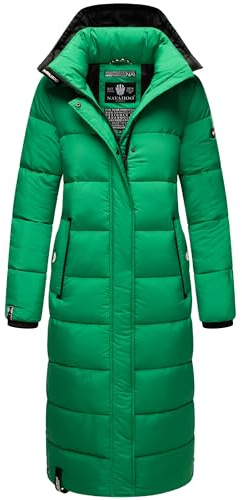 Navahoo Damen Wintermantel warmer Steppmantel lang mit abnehmbarer Kapuze Isalie Smaragd Green Gr. M