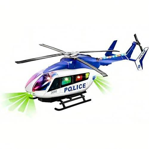 SGM Electric Police Helicopter Toy for Kids - Light & Music Features, Battery-Operated, Fun Police Helicopter with Realistic Sounds and Lights, Ideal for Boys & Girls-3688B