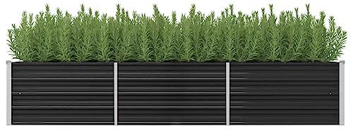 Myheimly Hochbeet Pflanzkübel Pflanzbeet Gemüsebeet Gartenbeet Frühbeet Blumenkasten Pflanzkasten Garten Verzinkter Stahl Anthrazit 240 x 80 x 45 cm