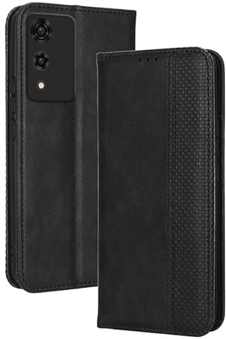 RankOne Custodia A Portafoglio per Smartphone, Compatible with Cubot A10 (6.56 Inches), Custodia Magnetica in Pelle Nero