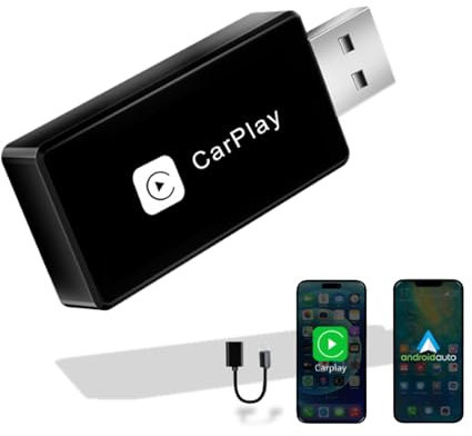 USB CarPlay,(Adaptador Carplay inalámbrico para iOS y Android Auto,Requiere Coche con CARPLAY, Compatible con vehículos Desde 2016, Carplay Coche + Cable Adaptador ACTUALIZADO 2025 (Tipo C)