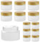 BUCOMTU 12 pièces en verre givré en verre, 20 ml / 30 ml, petit pot avec couvercle de grain en bois, bouteille d'échantillon transparent pour lotion à la crème à la crème cosmétique