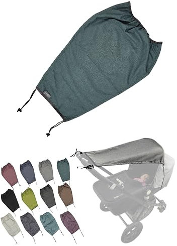 Universal [Sonnensegel mit UV Schutz 50+ für Kinderwagen] Babywanne flexibel Sonnenschutz mit Beschichtung und Rollo-Funktion verstellbar (meliert olive)