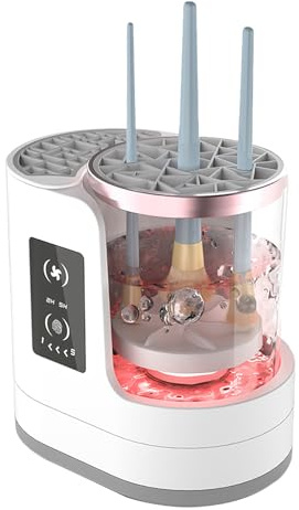 3-in-1 Elektrischer Make-up-pinselreiniger & Trockner Ultra Effiziente Reinigung,Automatic Electric Makeup Brush Cleaner mit Touch-Taste,Make-up-Pinselreinigung mit Lufttrocknungsfunktion ﻿ (Weiß)