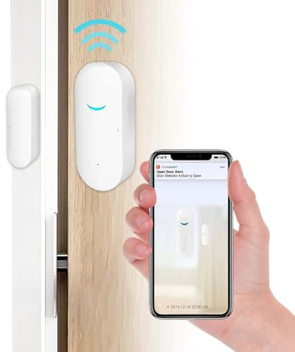 Door and Window Sensor Wifi Door Alarm System, Wireless Mini Contact Sensor, can Send Alerts to Smartphones, Protect Home Security through Wifi Connection