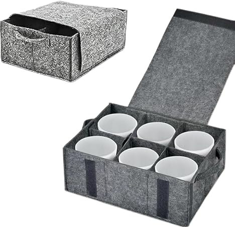 APOMOONS Porte-assiettes, sac en feutre pour le rangement des tasses, porte-tasses, camping-car, organiseur de caravane, organiseur de camping, pour le rangement des tasses