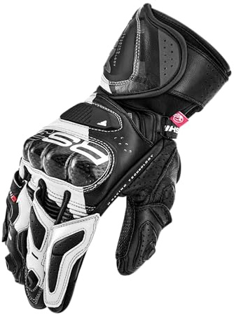 SHIMA RS-3 Motorrad Handschuhe Damen Leder Lange Sommer Motorradhandschuhe Schutz Touchscreen Touren Lederhandschuhe Motorcycle Belüftet Verstärkt Scheibenwischer (Damen, Weiß, M)