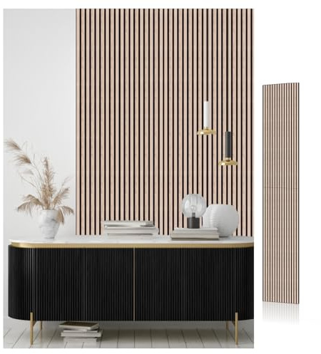 AKK-STAVE Wood Acoustic Wall Panel 2400mm x 600mm (1.44㎡) - Folds to 2x 1200mm x 600mm Wooden Sound Absorbing Panel for Walls, Acoustic Panelling, Noise Reduction Wood Panel for Home(13#Classic Oak)