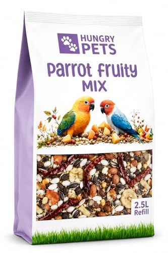 Hungry Pets Fruity Parrot 2.5L Refill Bag, Premium Fruity Mixture | Premium Exotic Bird Food Mix, Seeds Nuts Fruits & Vegetables, Suitable for Parrots Macaws African Greys