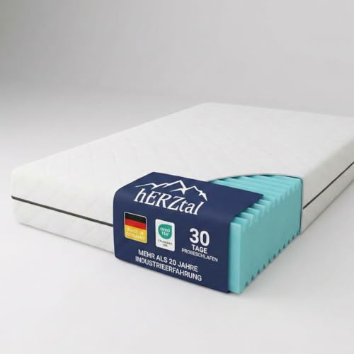 hERZtal 7-Zonen Kaltschaummatratze 140x200 cm 21 cm – Wendematratze H3/H4 Orthopädische Komfortmatratze für Rücken- & Seitenschläfer
