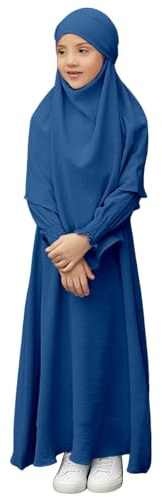 Generisch Gebetskleidung für Kinder, Mädchen Muslim Kleider, Lange Ärmel Abaya mit Hijab, Islam Kleidung Frauen, Damen Muslimische Kleid Set, Gebetskleid Jilbab Khimar Ramadan 4-12 Jahre