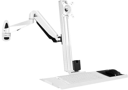 Ergonomic WallMounted Gas Spring Monitor Arm for 1532 Screens Dual Arms with Keyboard Tray & Mouse Support Desk Clamp for 75/100 mm VESA Compatibility