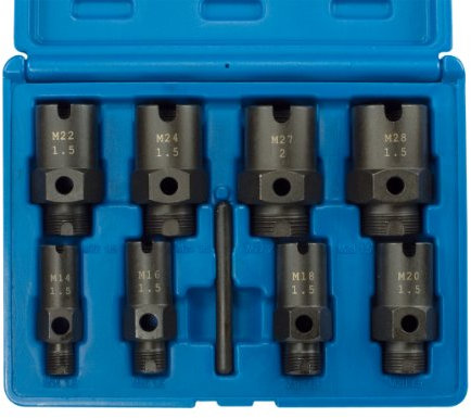 SW-Stahl 82240L Gewindeschneidsatz, 9-teilig I Gewindeschneidwerkzeug Auto M14-M28 I Werkzeugsatz für Gewindereparatur I metrisches Schneidwerkzeug I Gewindeschneider Kfz Set