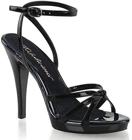 Pleaser Damen FLAIR-436 Peeptoe Sandalen, Schwarz (Blk pat/blk), 44 EU (11 UK)