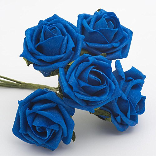 Italian Options Colourfast Artificial Foam Rose Flowers Wedding Bouquet, 5cm, Royal Blue