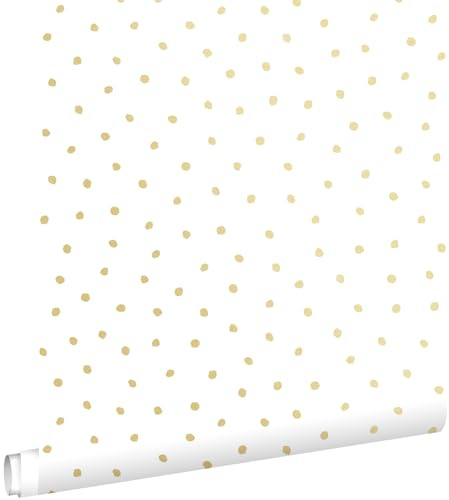 Esta Home Tapete Punkte Gold und Weiß 53 cm x 10.05 m