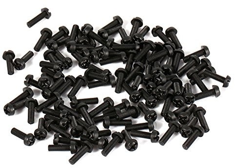 Schwarze Nylon-Einsatzschraube, Rundkopf-Kreuzschlitz-Holzschraube, M3, 10 mm