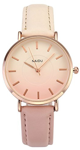 JSDDE Uhren Damenuhr Fashion Candy Farbe Armbanduhr Farbverlauf Analoge Quarzuhr Studentenuhr Lederband Kleideruhr für Frauen Mädchen Schwester