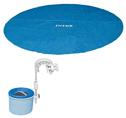 Intex 18 Foot Solar Vinyl Pool Cover and Wall Mounted Automatic Surface Skimmer
