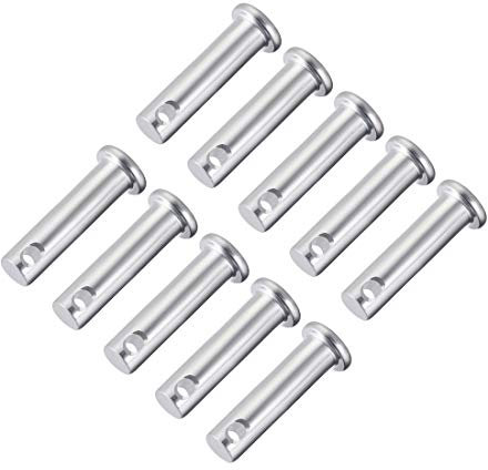 sourcing map 10 Stück Einloch Gabelbolzen 8mm x 30mm Flach Kopf verzinkter Stahl