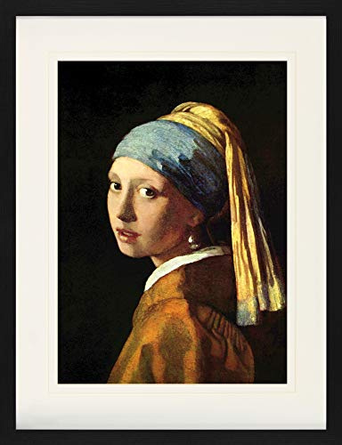 1art1 Johannes Vermeer Poster Das Mädchen Mit Dem Perlenohrring, 1665 Gerahmtes Bild Mit Edlem Passepartout | Wand-Bilder | Im Bilderrahmen 80x60 cm