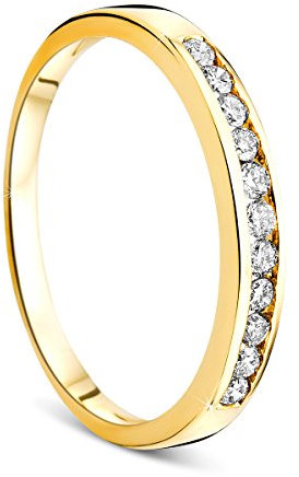 OROVI Damen-Ring Memoire Hochzeitsring GelbGold 9 Karat (375) Diamant 0.20 carat Verlobungsring Diamantring