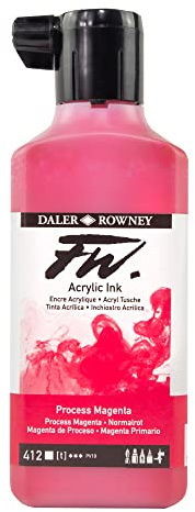 Daler-Rowney FW Acrylic Artists Ink, 180ml/6oz Plastic Bottle, Process Magenta (D160181412)