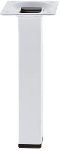 Amig - Pied carré pour Meuble - Mod. 3-25 x 25 x 100 mm - avec vis de réglage - Vis à 4 Points - Résistance jusqu'à 15 kg/Jambe - Acier Blanc