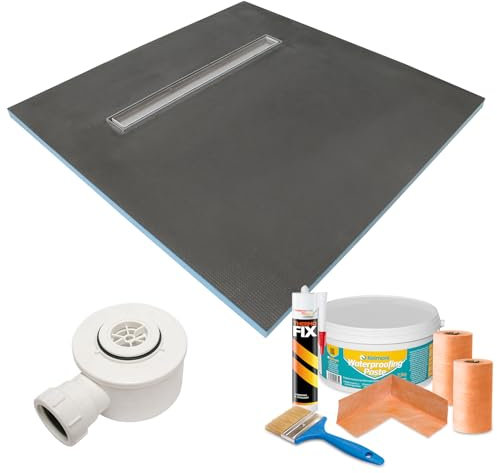 Linear Wetroom Shower Tray with Waste & Tanking Kit (1200 x 900 x 30mm, Solid)