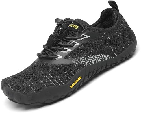 SAGUARO Calzado Descalzos Niños Zapatillas de Trail Niñas Transpirables Minimalistas Zapatos de Deporte Antideslizantes Fitness Correr en Asfalto Barefoot Zapatillas Senderismo Exterior Negro 33 EU