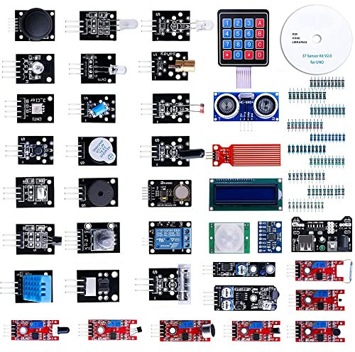 MMOBIEL 37 en 1 Kit de módulos de Sensor Conjunto Completo para la mayoría de los Ordenadores de Placa única Compatible con Arduino IDE UNO R3 Mega Nano Incluye Tutorial