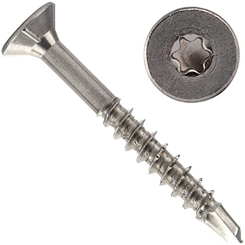 OPIOL QUALITY® Spanplattenschrauben mit Bohrspitze, Senkkopf und Innensechsrund 6x60 mm aus Edelstahl A2 V2A (250 Stück) Teilgewinde Holzschrauben Selbstschneidende