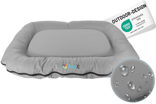 RelaxXL orthopädisches Outdoor Hundekissen Luna S: 70x55cm Grau 60°C Waschbar Viscoschaum Kratzfest Garten Hundebett für kleine Hunde