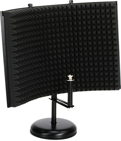 Gator Frameworks Portable Desktop Microphone Vocal Isolation Shield with Round Base Stand; Shield Size 12 x 16 (GFW-MICISO1216)
