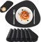 Deyooxi Platzset Abwaschbar Leder - 6 Tischsets Abwaschbar Rund mit 6 Untersetzer rutschfest Platzdeckchen Doppelseitigen Tischsets, PU Kunst Leder Hitzebeständig - 41.5×31cm,Schwarz