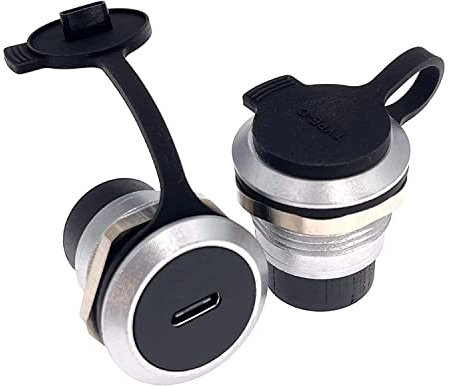 PENGLIN 2PCS USB 3.1 Typ C Panel Montage Wasserdichter Stecker, 24 Pins Buchse zu Buchse Zinklegierung Gehäuse Doppelkopf Adapter mit Wasserdicht/Staubkappe