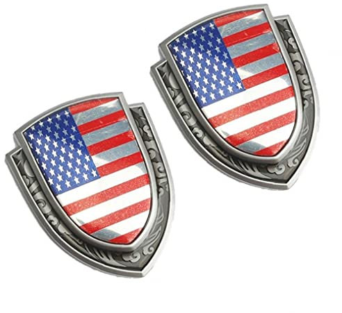 Amerikanische Flagge Auto Emblem 2 Stücke Usa Flagge Auto Aufkleber Autoaufkleber Für Fahrzeug Motorrad LKW Silber