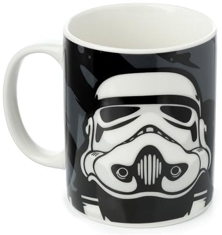Puckator The Original Stormtrooper Black Porcelain Tea Coffee Mug - Funny Home Accessories - Cute Gifts for Girlfriend - Large Mugs for Men Women Hot Drinks - Cups Presents Secret Santa Gift Cup Set