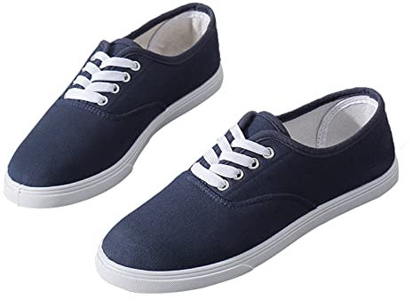 KEHUAN Unisex-Schnürschuhe Für Herren, Kampfsport, Low-Top-Segeltuchschuhe Für Herren, Damen, Erwachsene, Kinder,Blue-35 EU