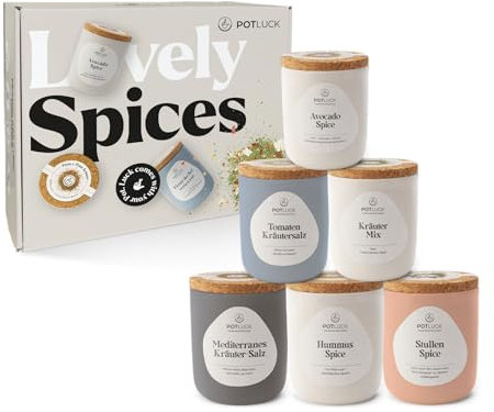 POTLUCK | Salat Lover 6er Set | Gewürzmischungen im Keramiktopf | Vegan, glutenfrei und mit natürlichen Inhaltsstoffen