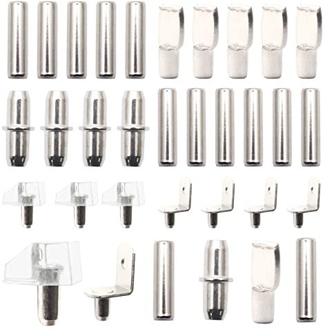 150 Stück 6 Stils Schrank Möbel Regal Stifte 5mm Regalträger Stützen Peg-Kit Metall Regalstifte und Stützen für Schrank, Möbel, Regal Bücherregal