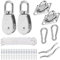 TooTaci Crane Pulley Block Set, M25 Stainless Steel Lifting Pulley Wheel with 6mm/10M Nylon Pulley Rope & Carabiner, Oblong Eye Pad Plate, Cleat Hooks,for Washing Line, Shade Sail