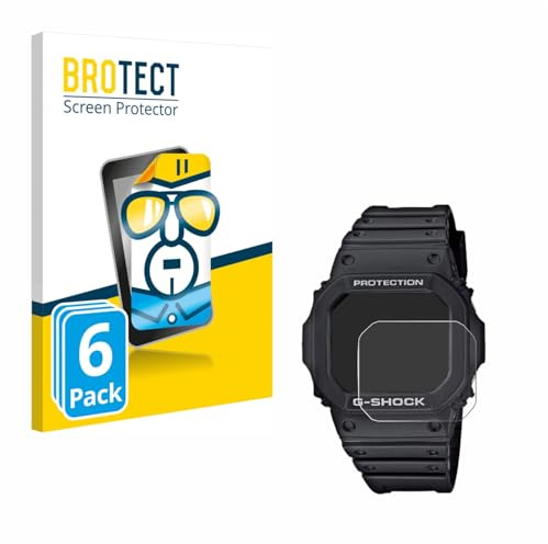 BROTECT 6 Stück Schutzfolie für Casio G-Shock GW-M5610-1ER Displayschutz Folie Made in Germany, Ultra-Klar