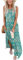 AUSELILY Damen Sommer Maxikleider Ärmellos Strandkleider Lose Langes Hemdkleid mit Schlitz Boho Floral Grün S